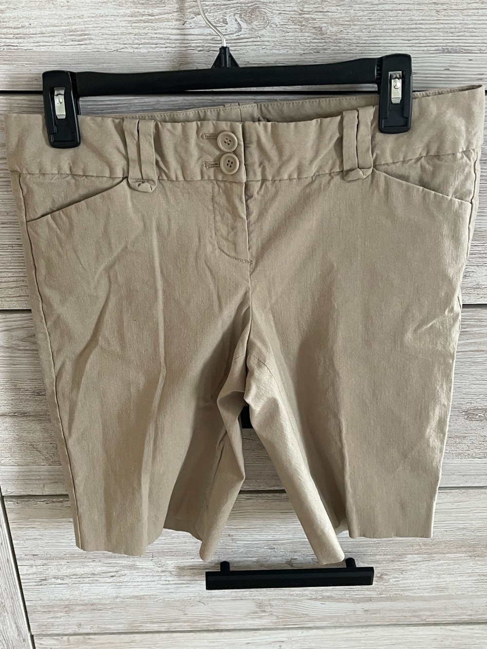Y2K Limited 6 Tan Khaki Bermuda Shorts Indie Sleek Academic Chino Dress Shorts